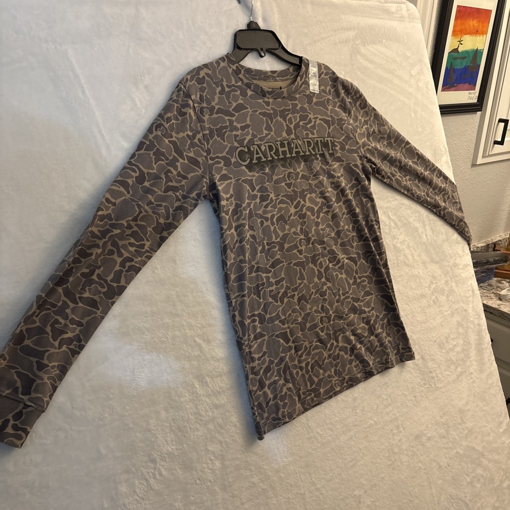 carhartt t shirt Youth Long Sleeve, Camo Print, Size Large